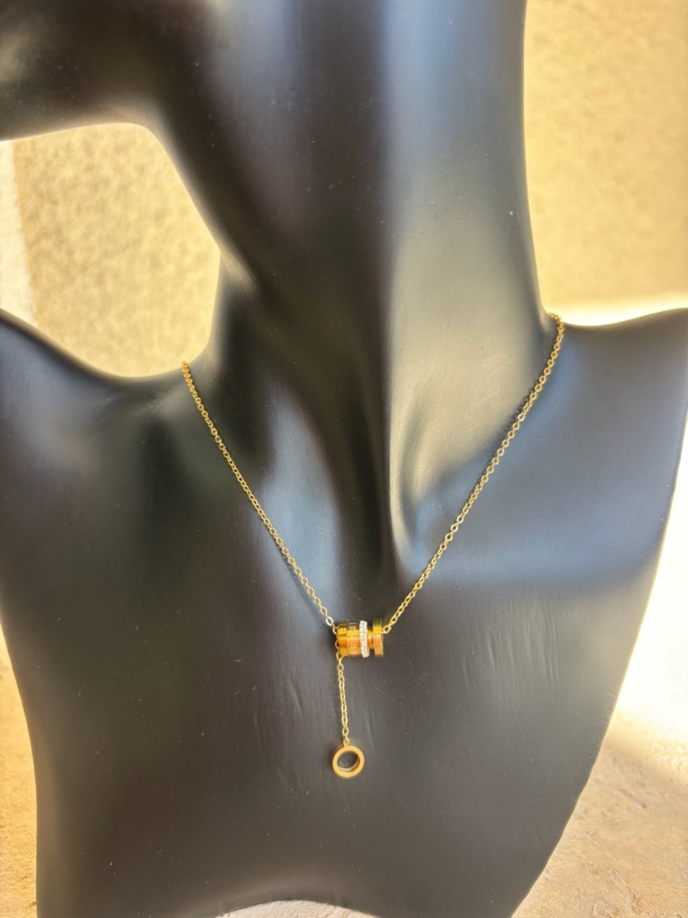 Rose Gold Plated Circle Drop Pendant Necklace - Women Jewelry